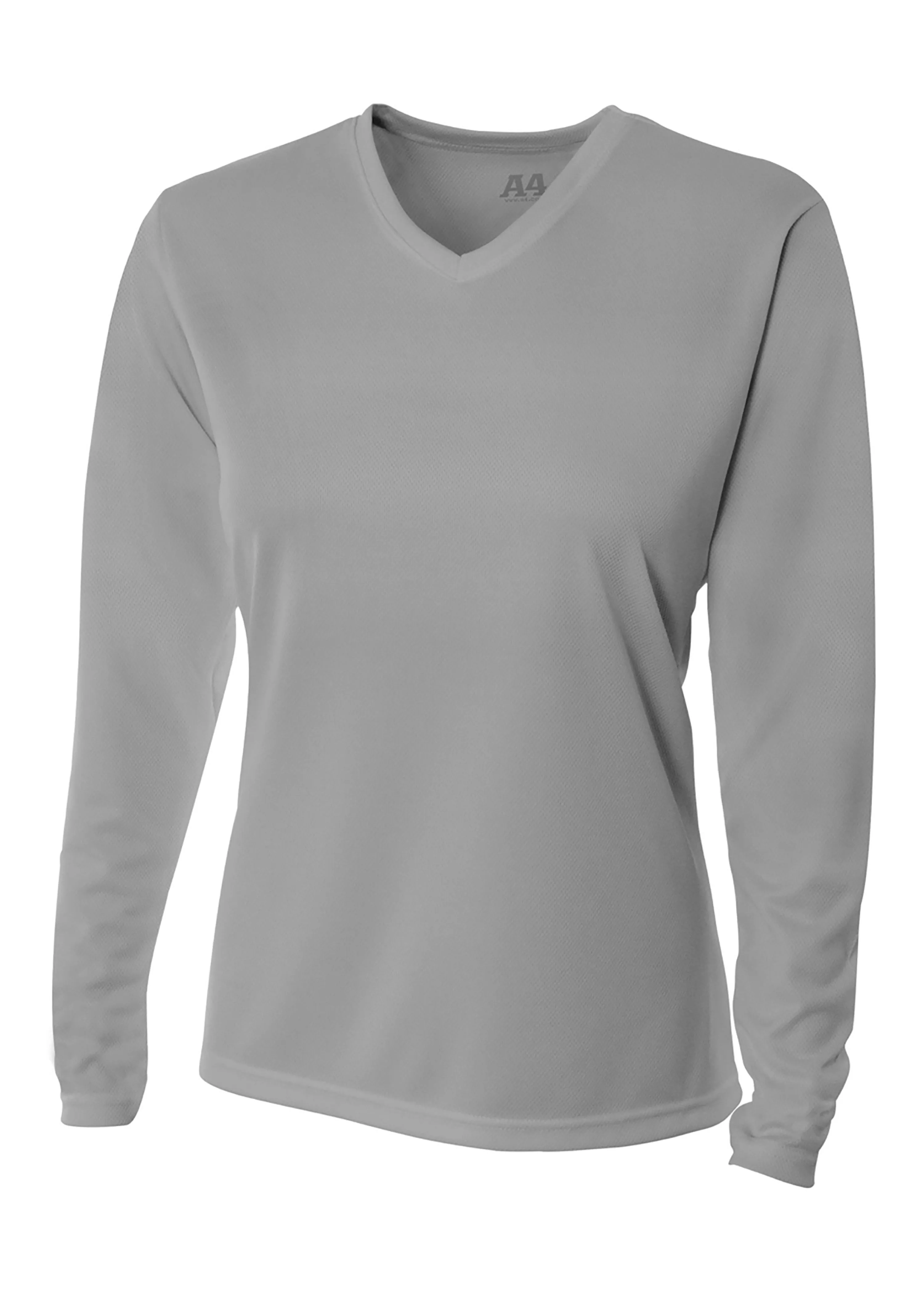 A4 Womens Long Sleeve V-Neck Bird's Eye Mesh Tee