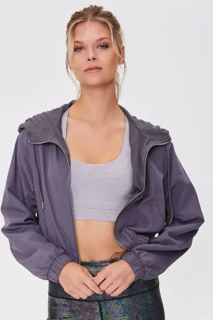 Active zip windbreaker with hood Forever 21, gray