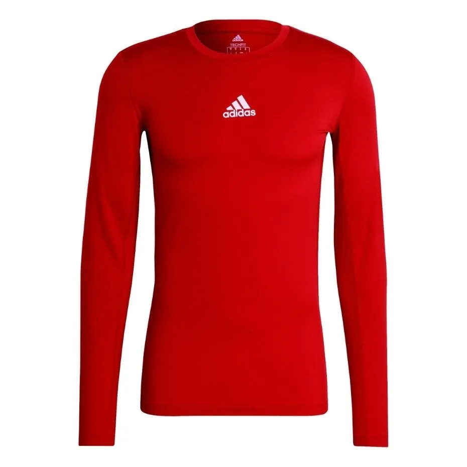 Adidas Men's Compression Long Sleeve Tee T-Shirt Red Gu7336 S