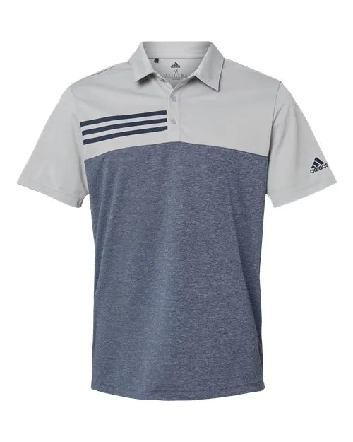 adidas Men's Heathered Colorblock 3-Stripes Polo