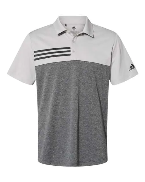 adidas Men's Heathered Colorblock 3-Stripes Polo