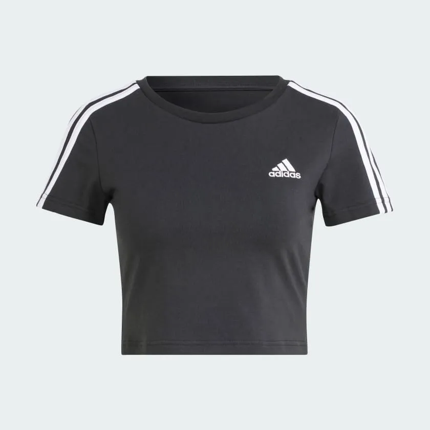 ADIDAS WOMEN'S ESSENTIALS 3S BLACK BABY TEE