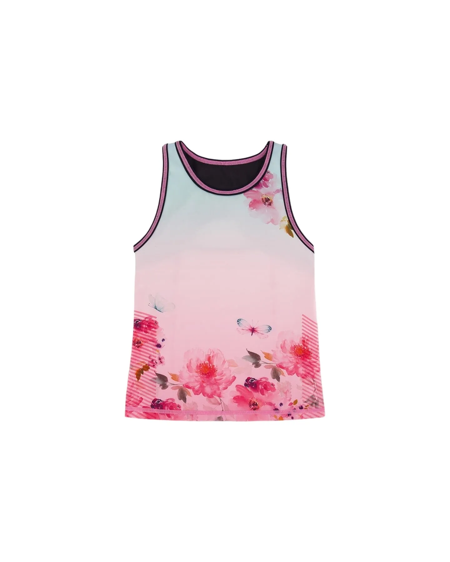 Athletic Tank Gradient Pink Printed Big Flowers