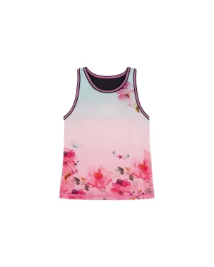 Athletic Tank Gradient Pink Printed Big Flowers