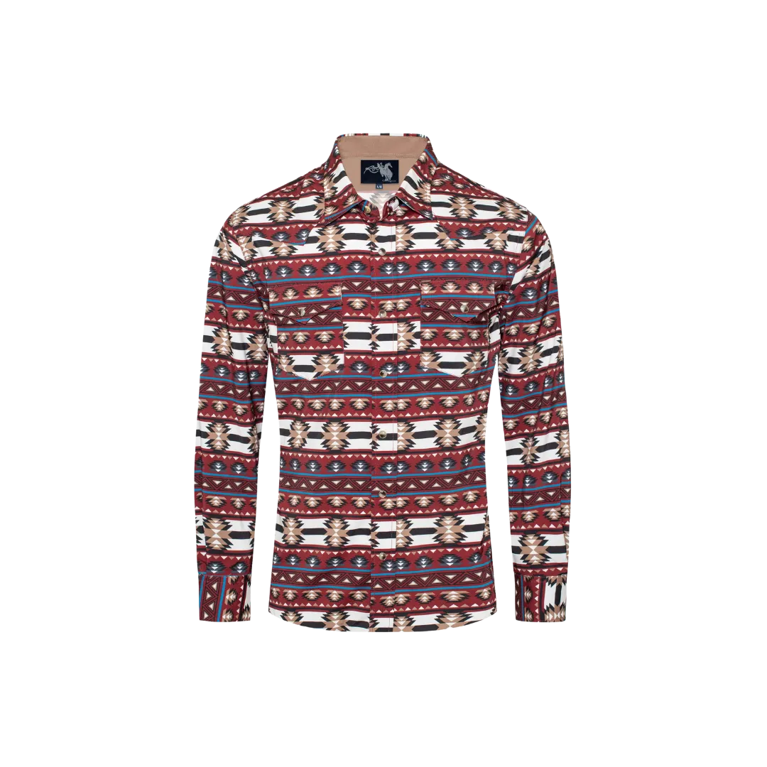 Avalon Men's Western Snap Aztec Print Pearl Shirt