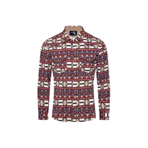 Avalon Men's Western Snap Aztec Print Pearl Shirt