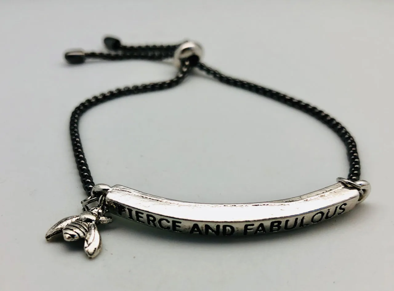 Bee Fierce and Fabulous Adjustable Affirmation ID Bracelet