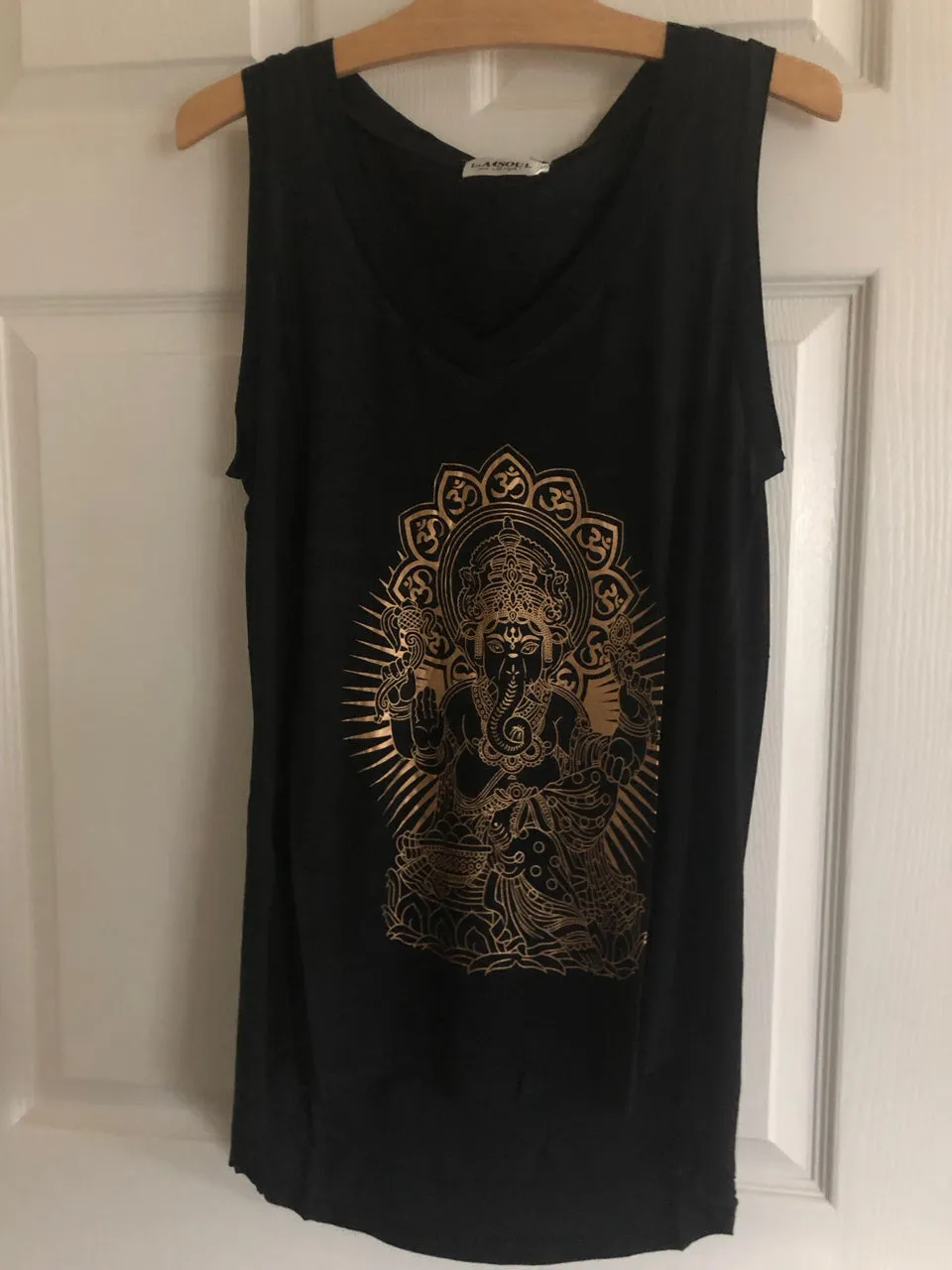 Black and Gold Drapey Ganesh Tank Top Shirt