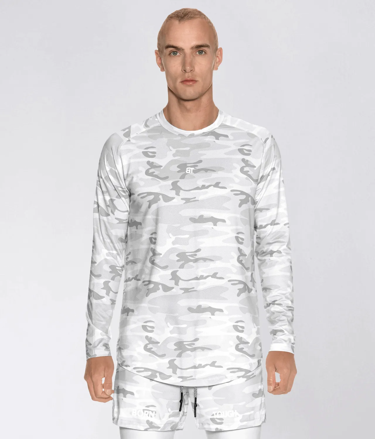 Born Tough Air Pro™ Long Sleeve Athletic T-Shirt For Men White Camo