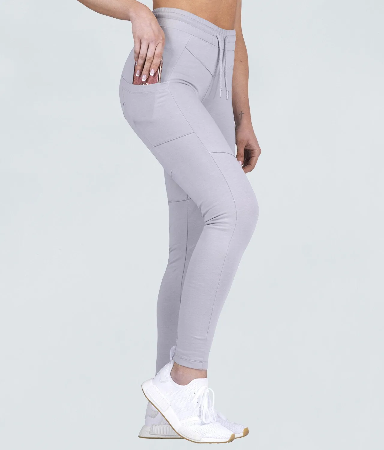 Born Tough Contoured Gray Athletic Tracksuit Jogger Leggings for Women