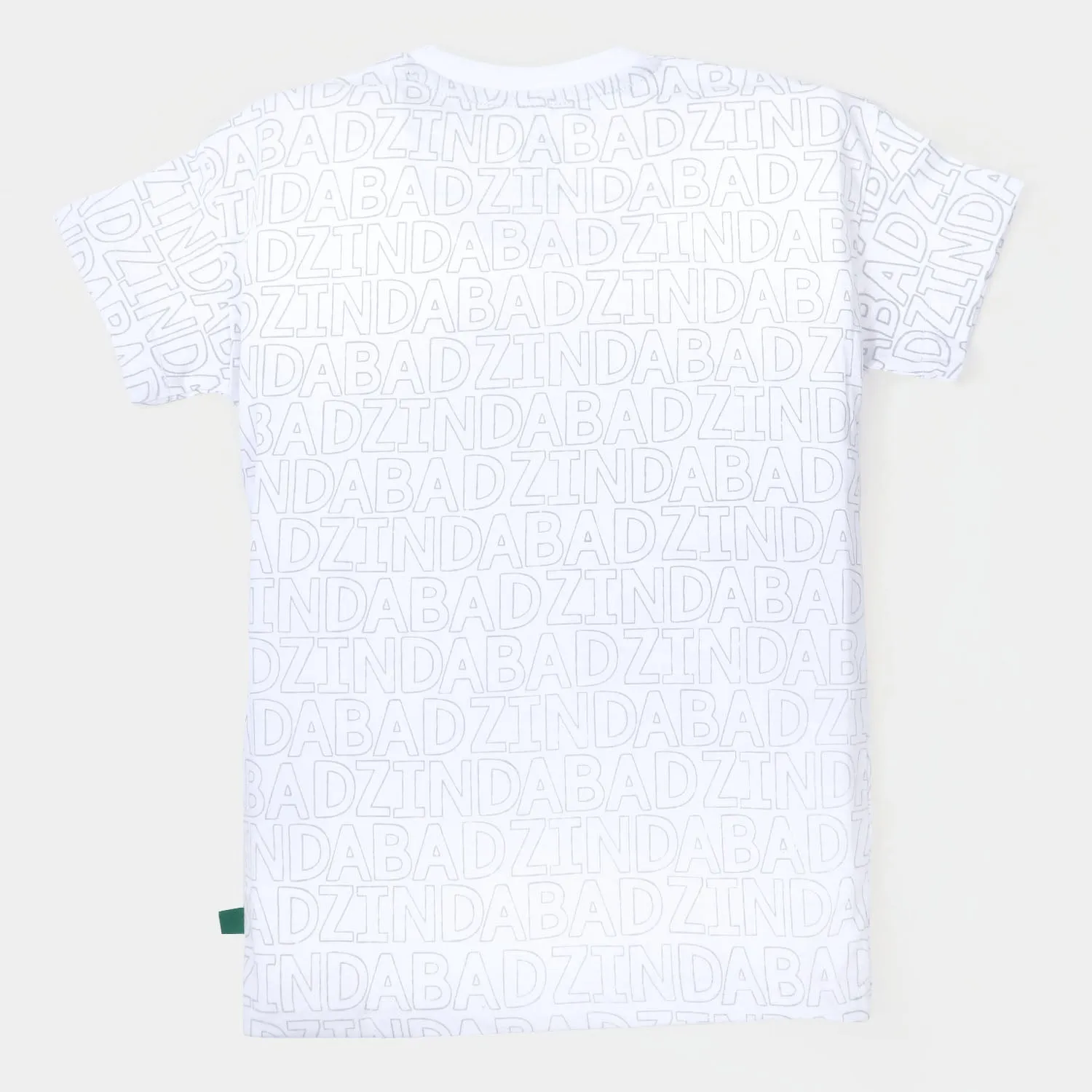 Boys T-Shirt H/S AOP Pakistan Zindabad White