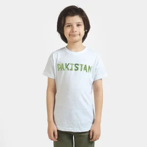 Boys T-Shirt H/S AOP Pakistan Zindabad White