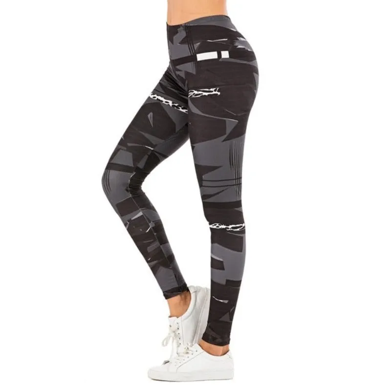 Brand Sexy Leaf Printing Fitness Slim High Waist Leggings