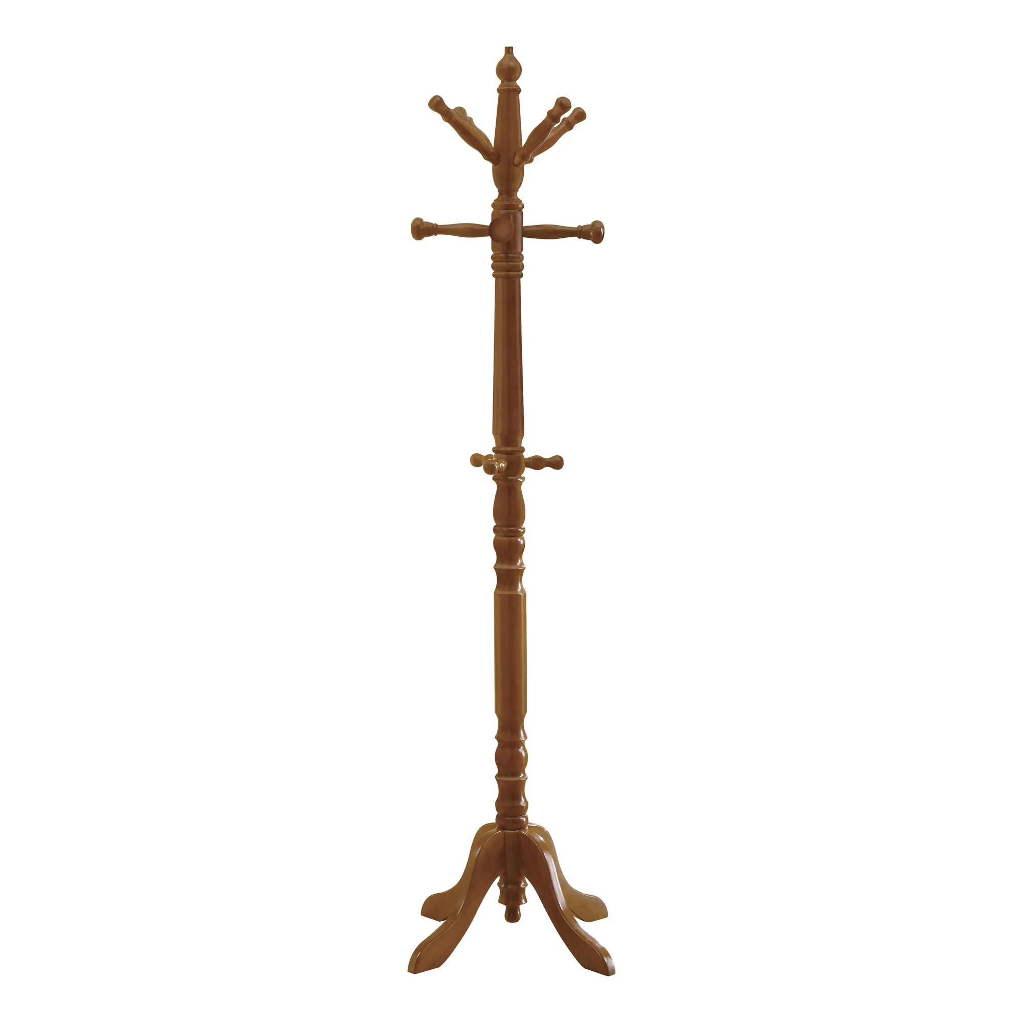 Coat Rack, Hall Tree, Free Standing, 11 Hooks, Entryway, 73"h, Bedroom, Brown Wood, Transitional