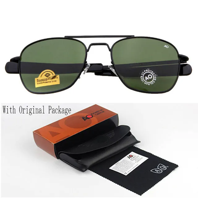 Fashion Sunglasses Men American Army Military Brand Designer AO Sun Glasses For Male Optical Glass Lens Oculos de sol RS263