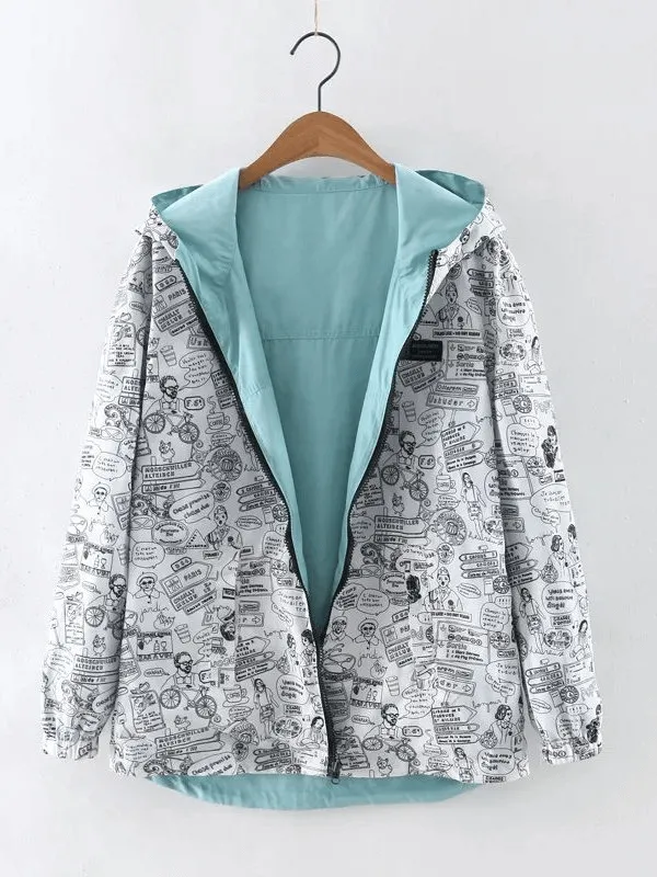 Fashionable Two-Sided Breathable Women's Windbreaker with Hood - SF1478