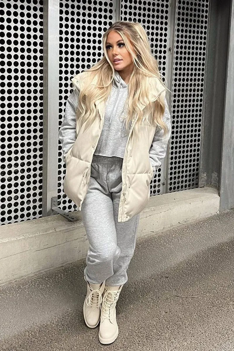 Grey Cropped Oversized Hoodie and Joggers Co-ord - Karenza