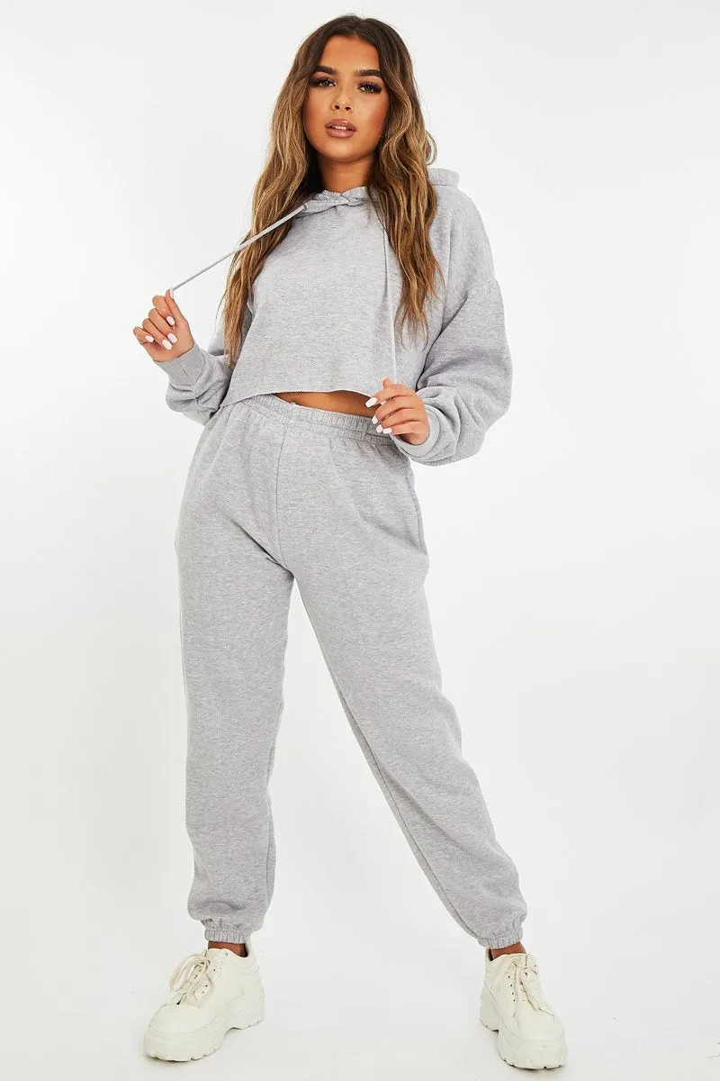 Grey Cropped Oversized Hoodie and Joggers Co-ord - Karenza