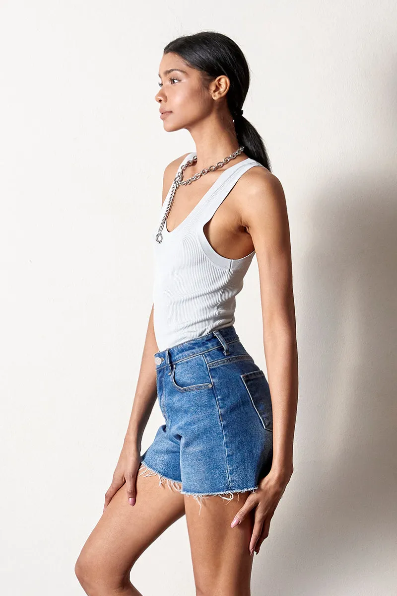 High Rise Midi Shorts