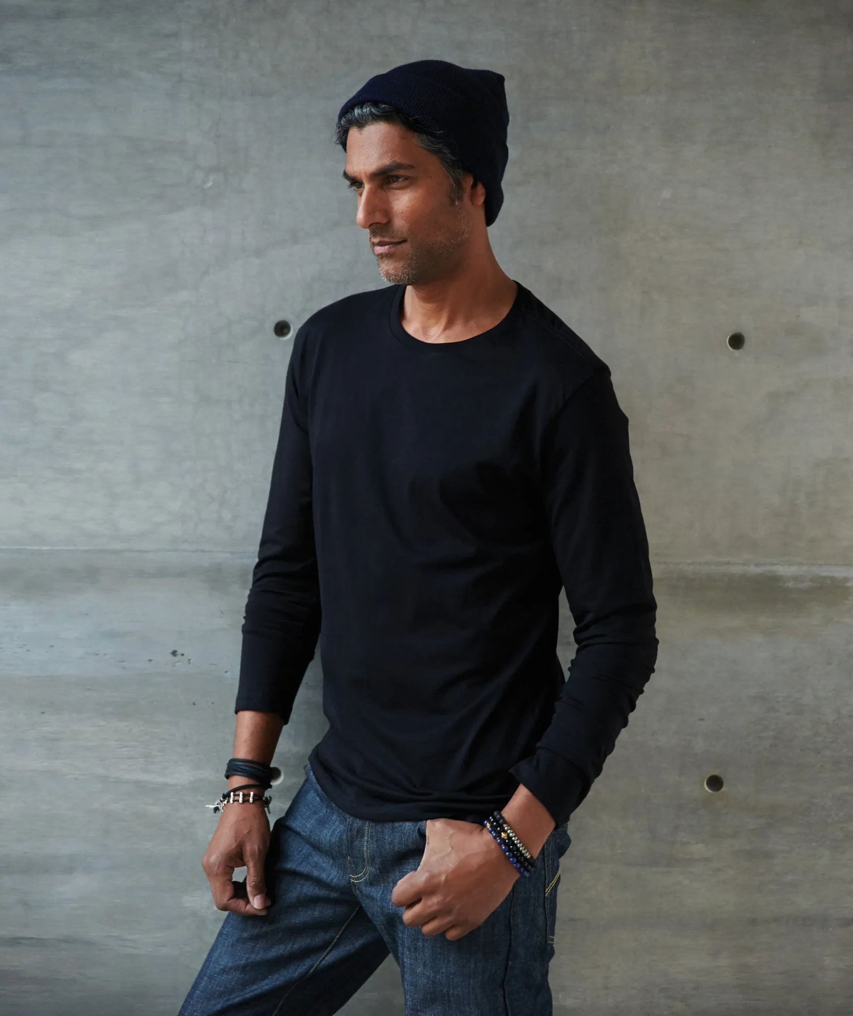 Long-Sleeve Crew Neck Pima Cotton T-Shirt