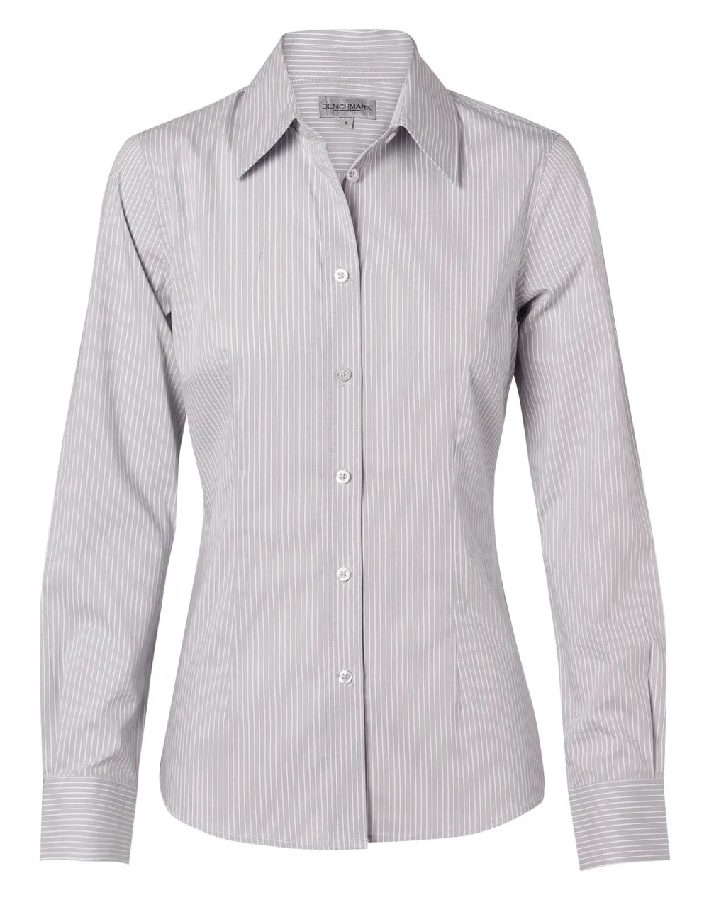 M8200L Women's Ticking Stripe Long Sleeve Shirt