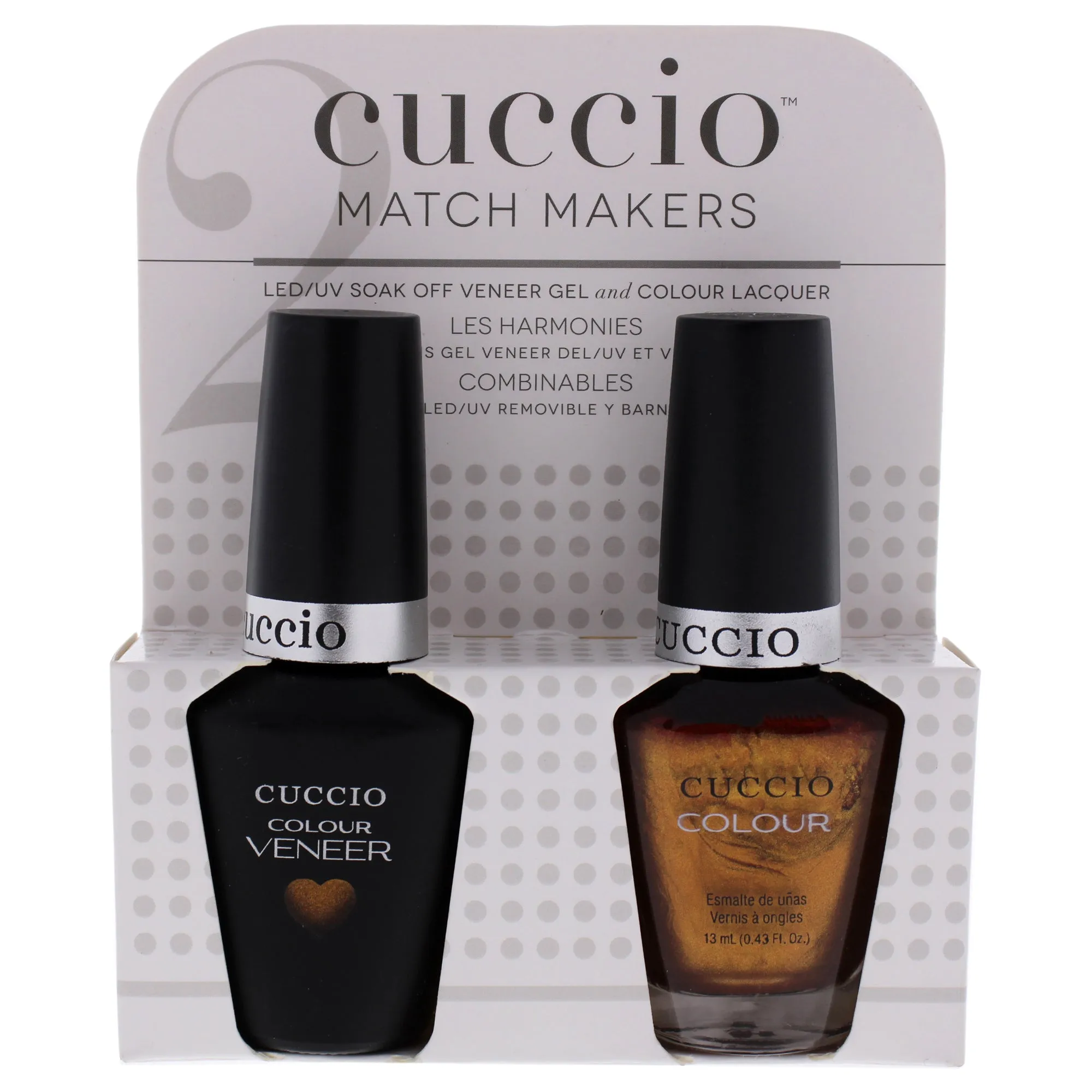 Match Makers Set - Never Can Say Mumbai by Cuccio for Women - 2 Pc 0.44oz Veneer Soak Of Gel Nail Polish, 0.43oz Colour Nail Polish