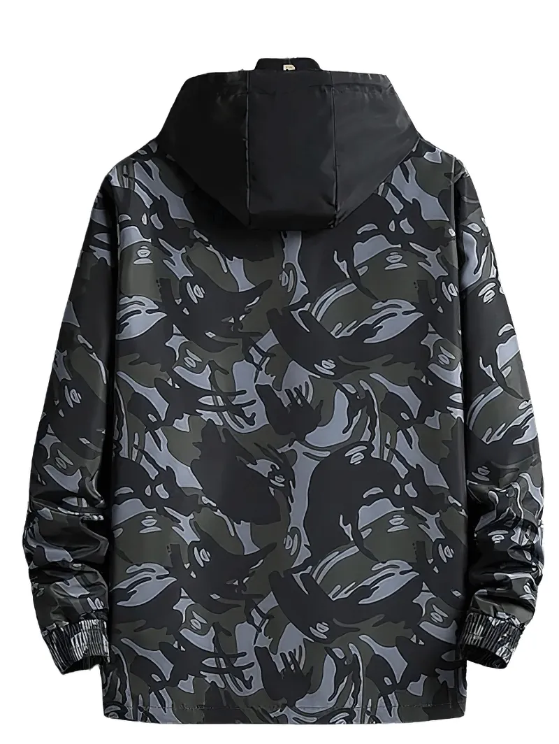 Men's Camo Print Hooded Waterproof Tactical Jacket - SF1980