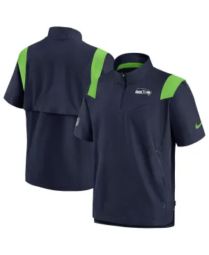 Men's College Navy Seattle Seahawks Coach Quarter Zip Nike Chevron T-Shirt