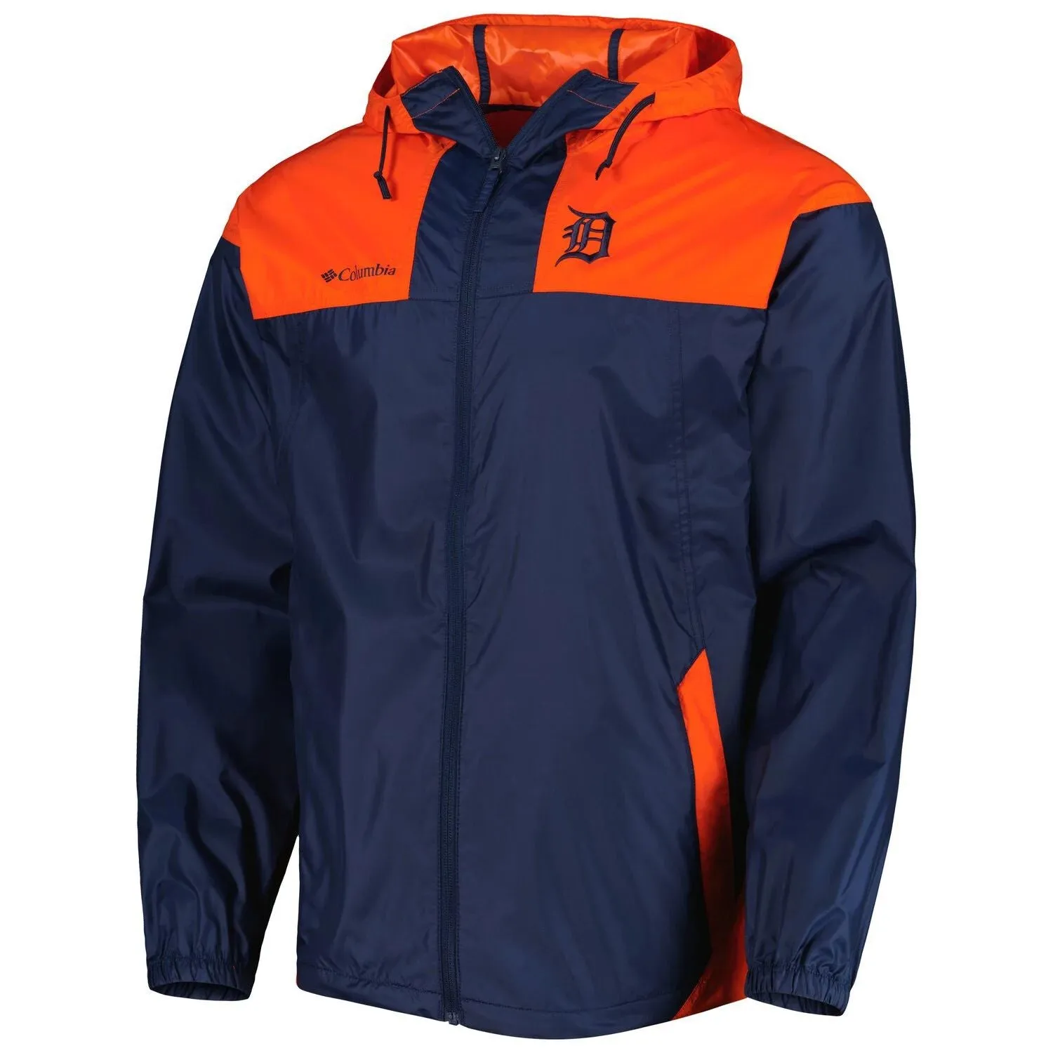 Men's Columbia Navy/Orange Detroit Tigers Omni-Shade Flash Forward Challenger Full-Zip Windbreaker