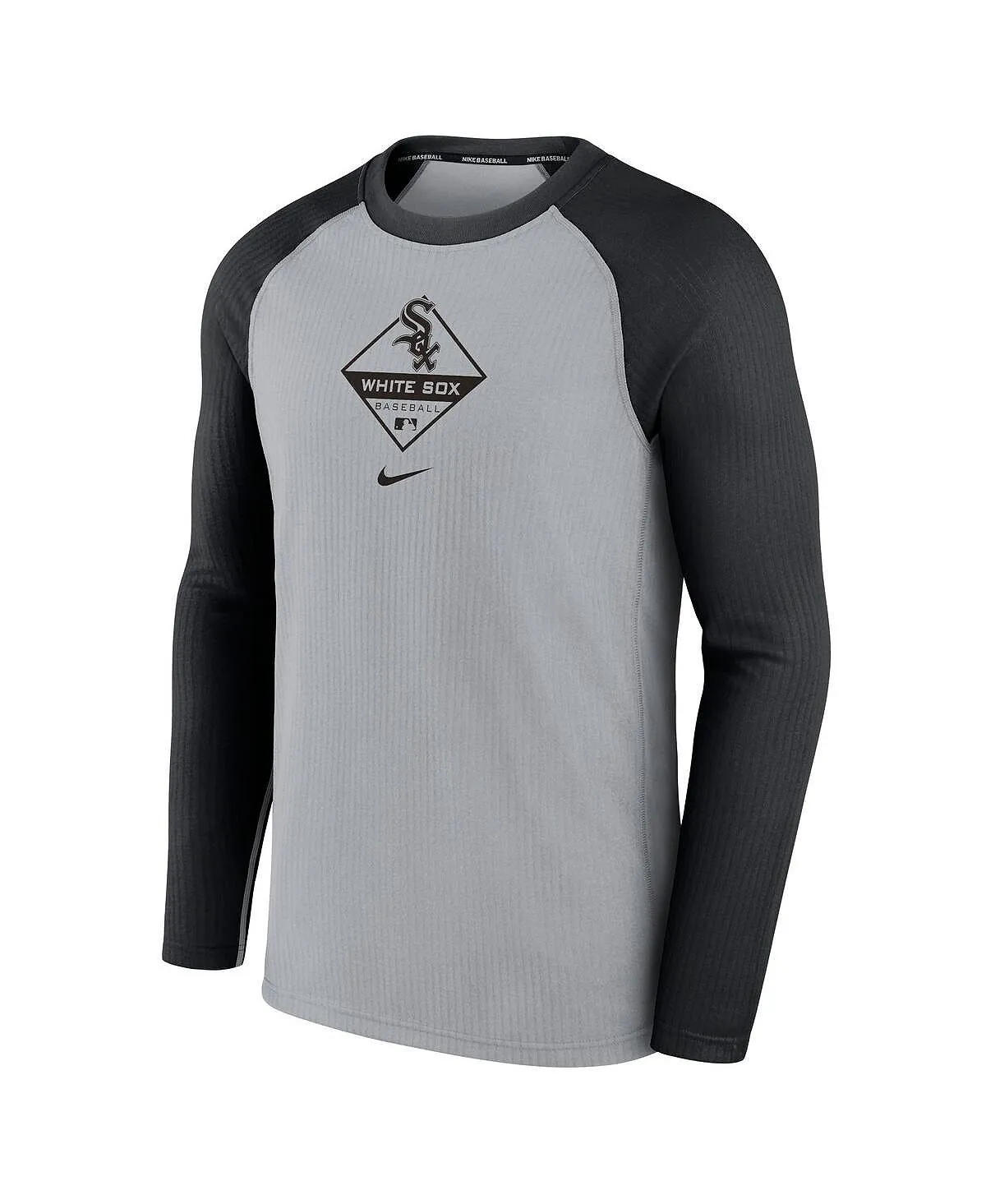 Men's gray black raglan long sleeve t-shirt chicago white sox game authentic collection performance Nike multi