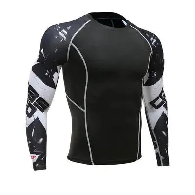 Men's Motorcycle Jersey Sets Quick Dry Compression Sport Bodybuilding T-Shirt Underwear Suit for Fitness