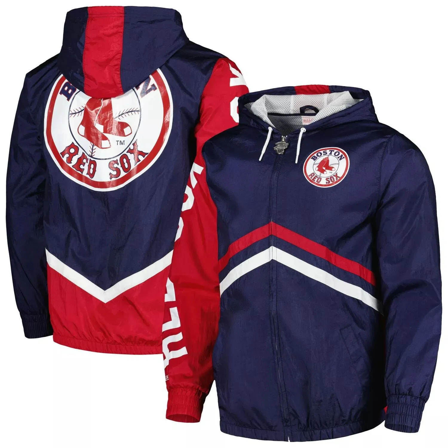 Mitchell & Ness Boston Red Sox Undeniable Men's Full-Zip Hooded Windbreaker