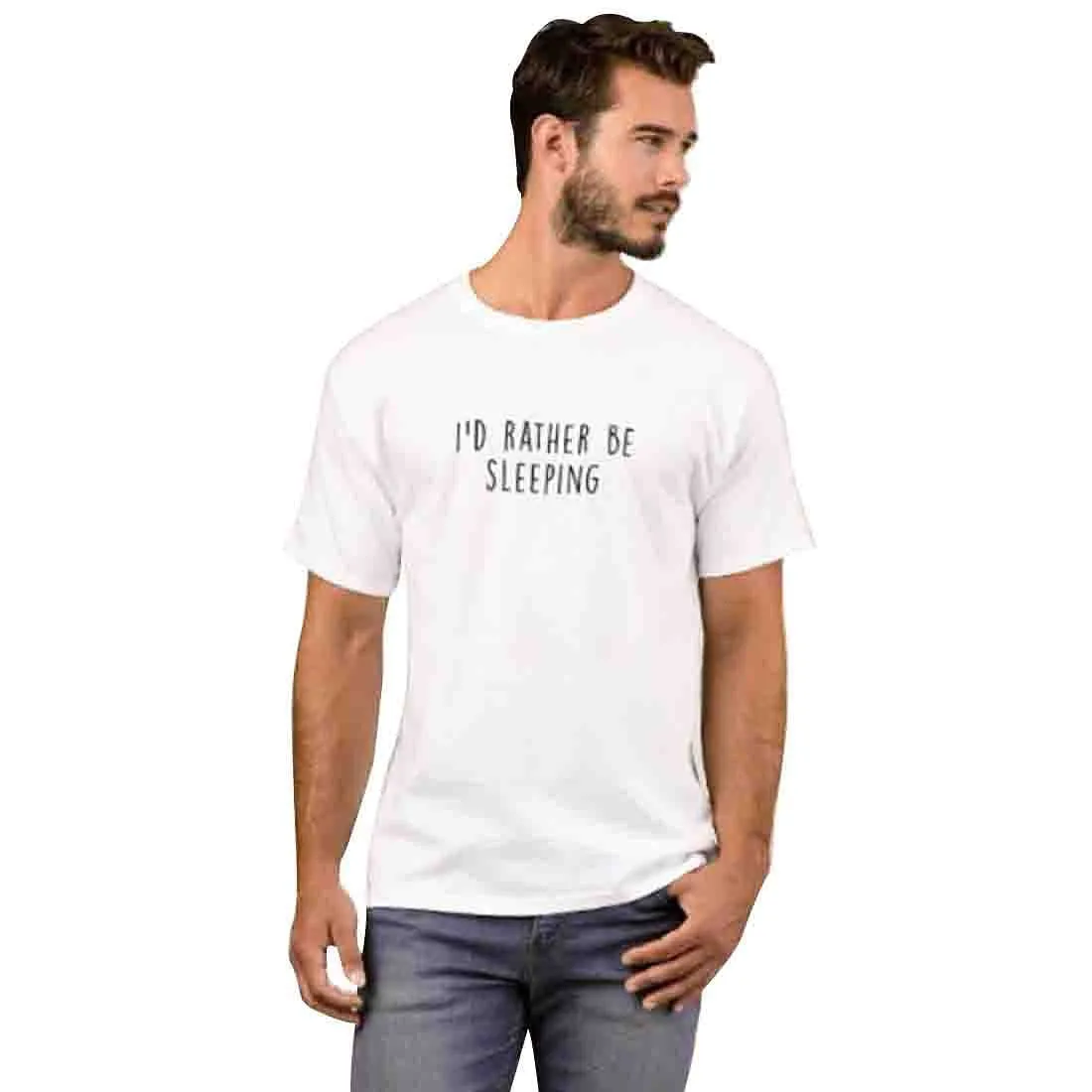 Nutcase Designer Round Neck Men's T-Shirt Wrinkle-Free Poly Cotton Tees - Sleeping