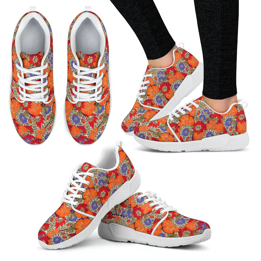 Orange Paisley Stripe Athletic Sneakers