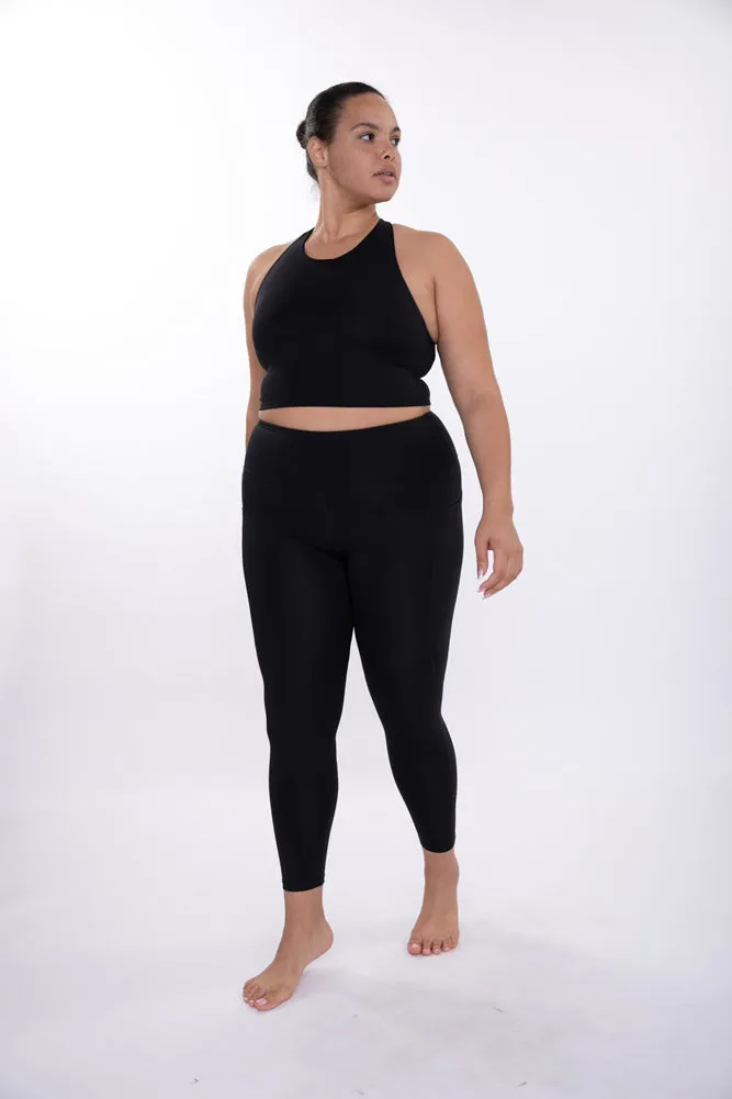 Plus Strap Back Cropped Top in Black by Mono B