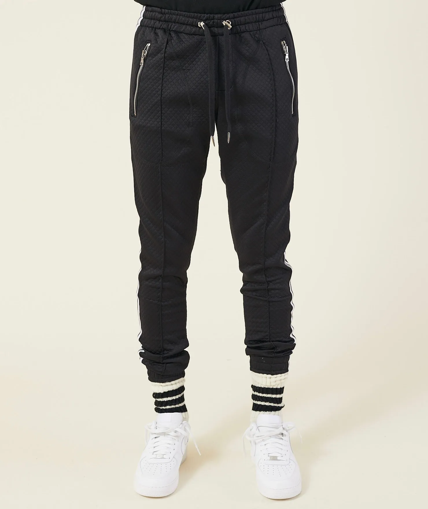 QUILTED TECH JERSEY SWEATPANTS