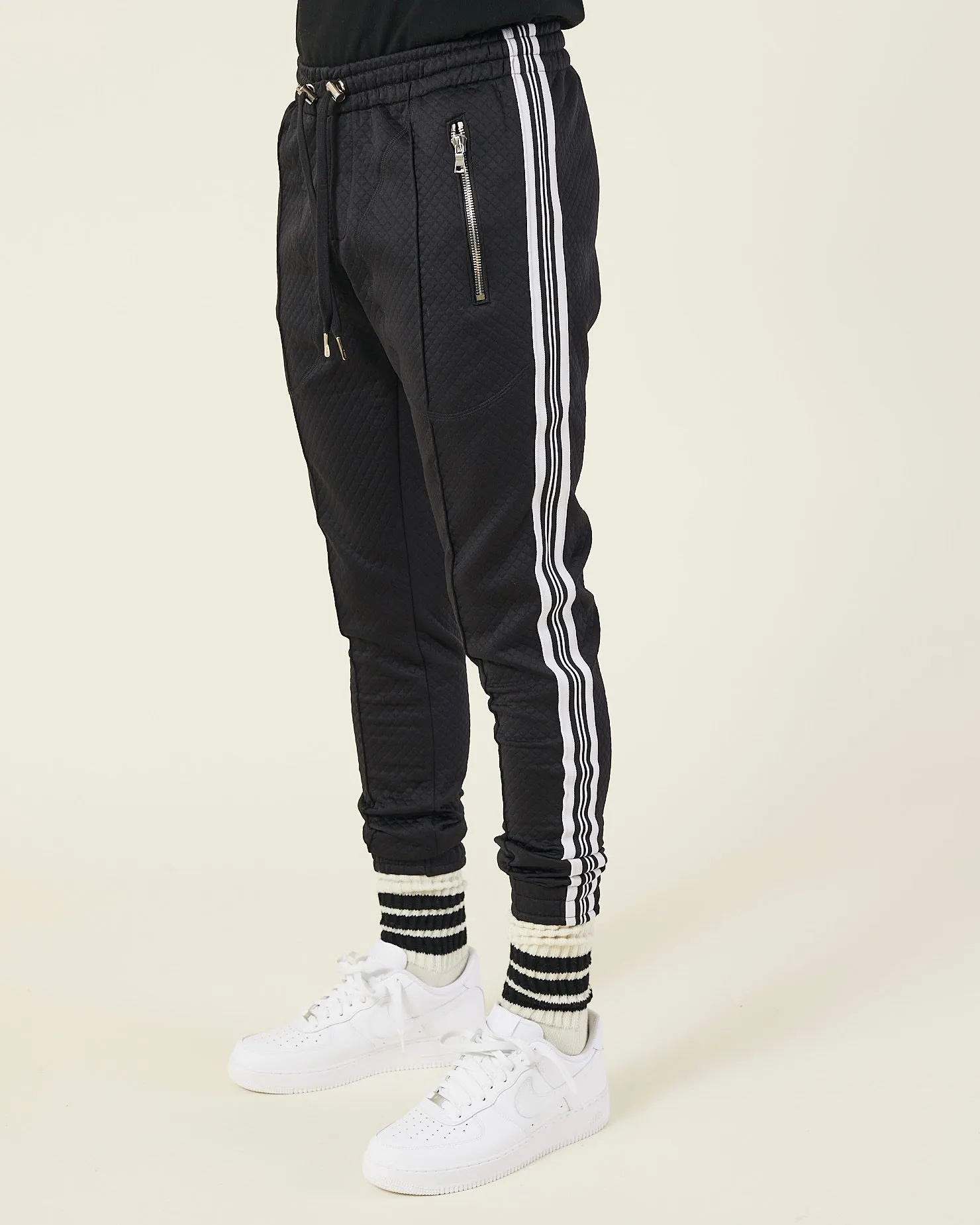 QUILTED TECH JERSEY SWEATPANTS