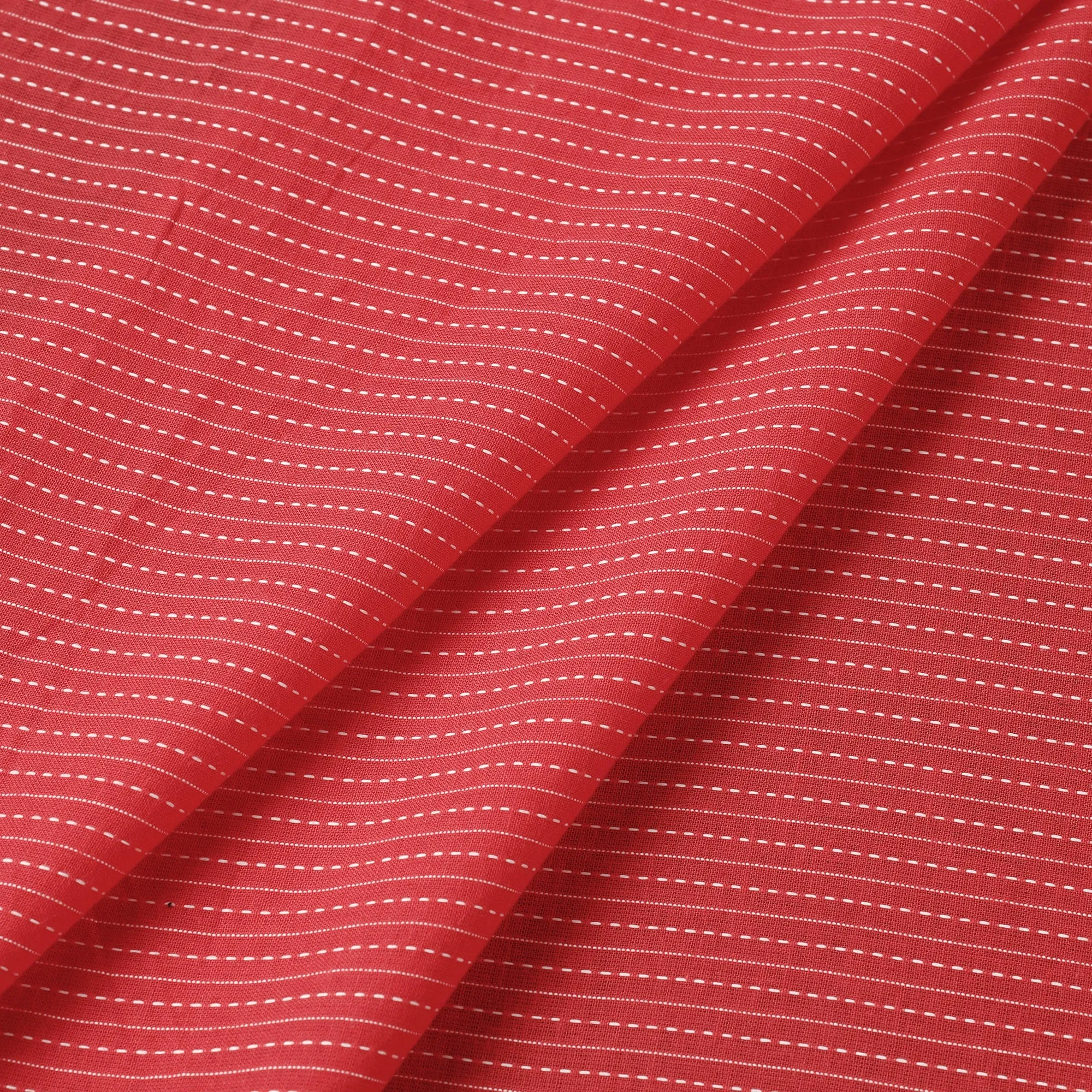 Red - Prewashed Running Stitch Plain Cotton Fabric 22