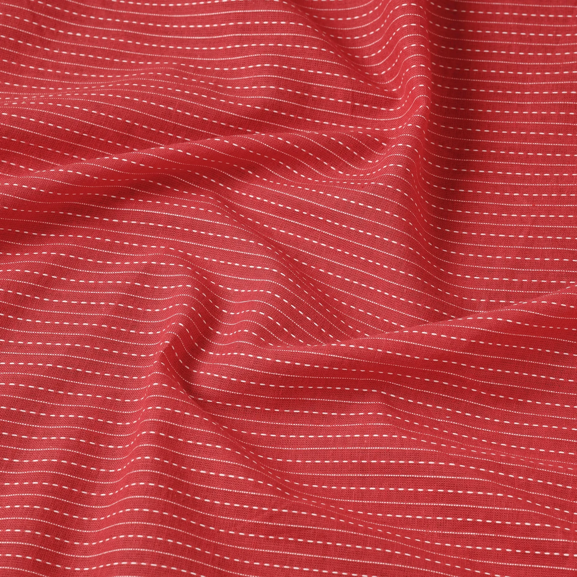 Red - Prewashed Running Stitch Plain Cotton Fabric 22