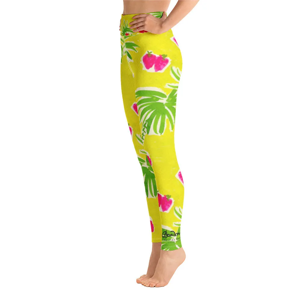 Strawberry Tropic Yoga Leggings