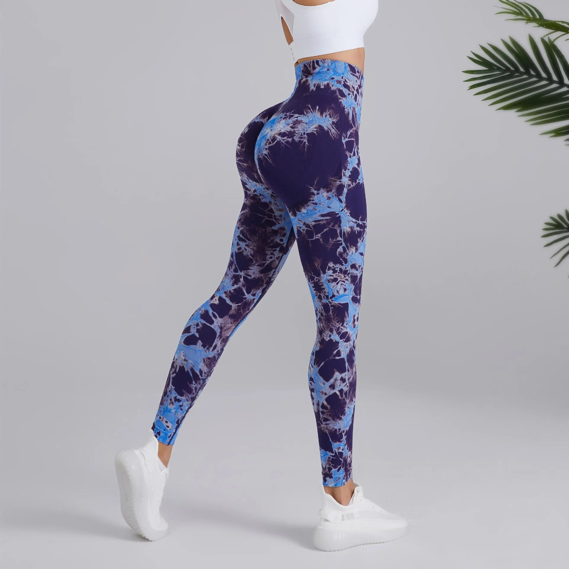 Tie-dye Printed Yoga Pants Fashion Seamless High-waisted Hip-lifting Trousers Sports Running Fitness Pants For Womens Clothing