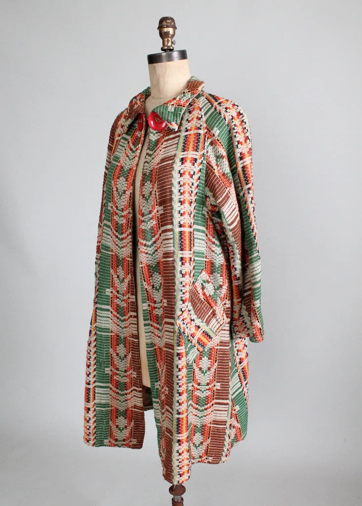 Vintage 1920s Geometric Woven Coat