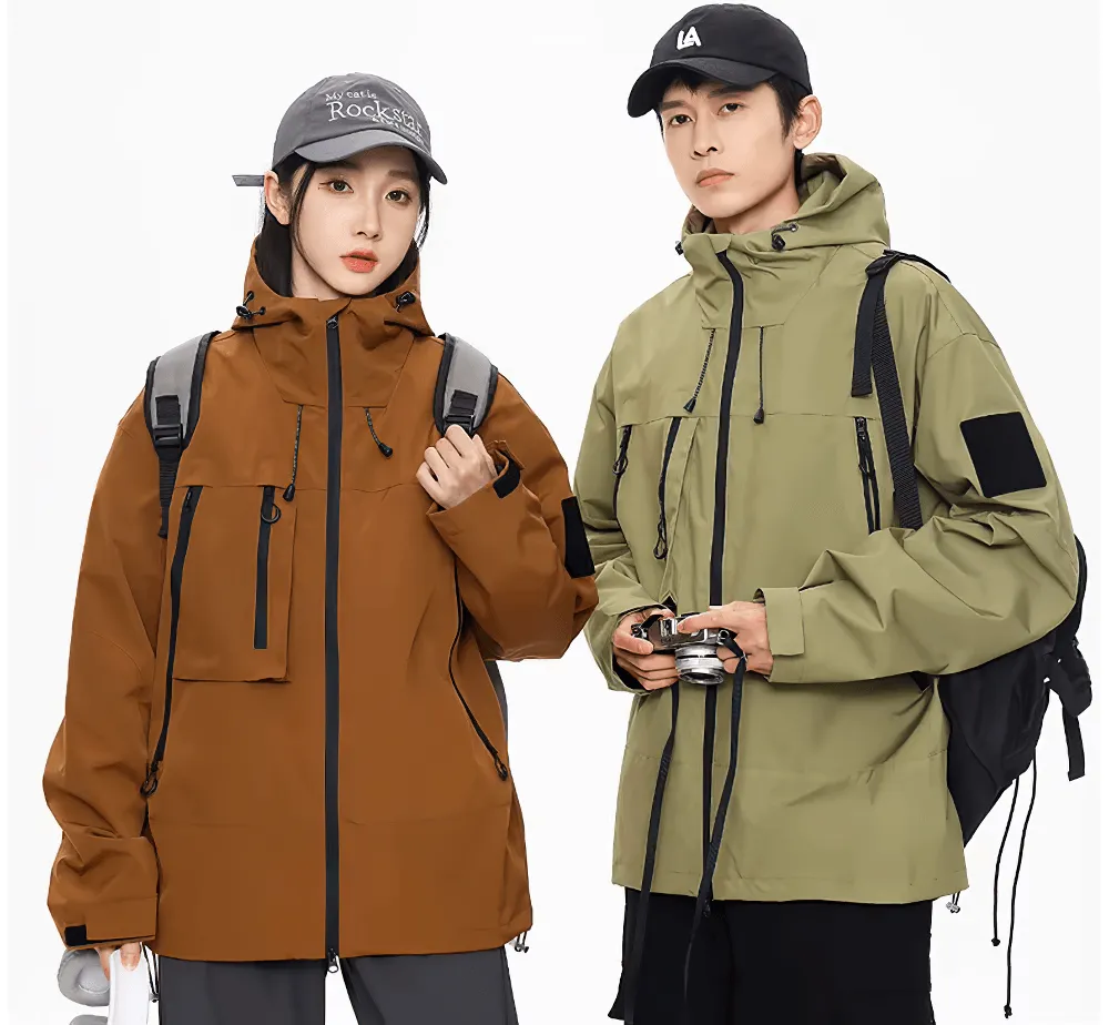 Waterproof Hiking Jacket with Hood and Pockets - SF2313