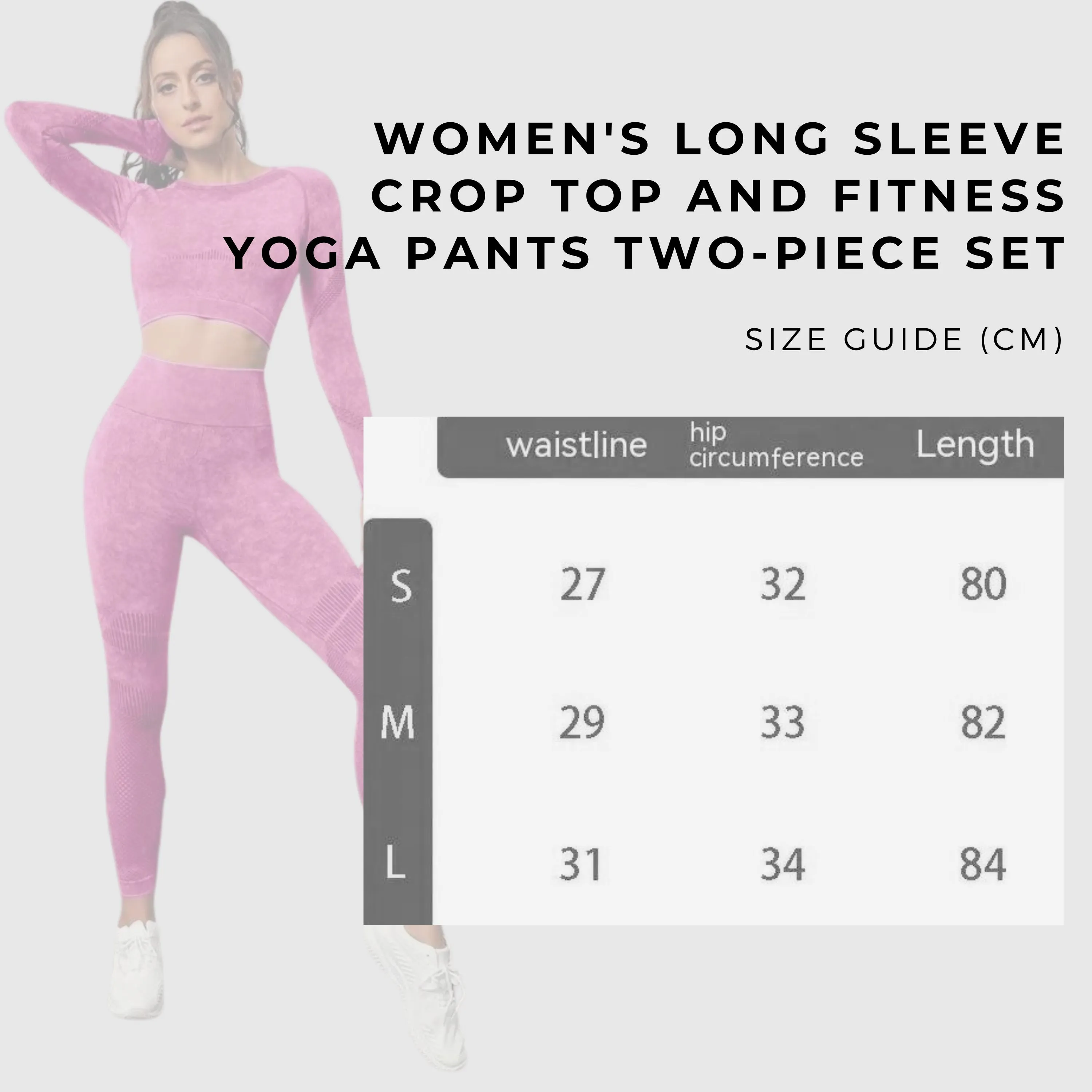 Women's Long Sleeve Crop Top and Fitness Yoga Pants Two-piece Set