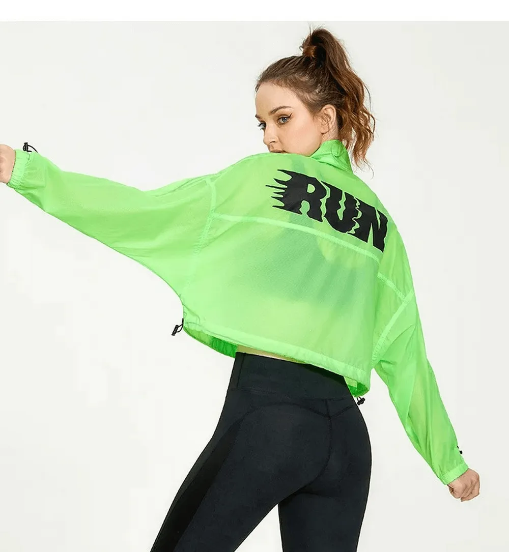 Women's Neon Windbreaker Jacket with Full Sleeves - SF2118