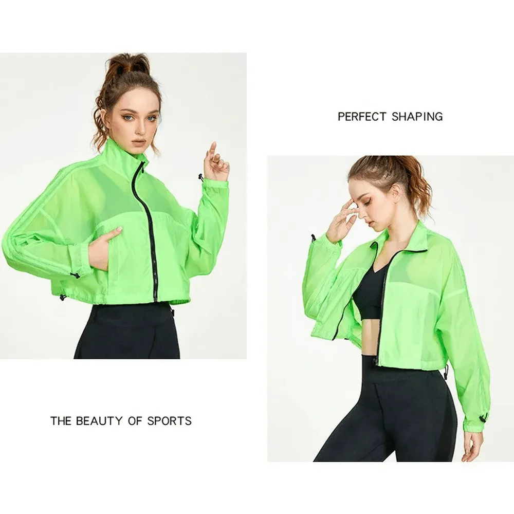 Women's Neon Windbreaker Jacket with Full Sleeves - SF2118