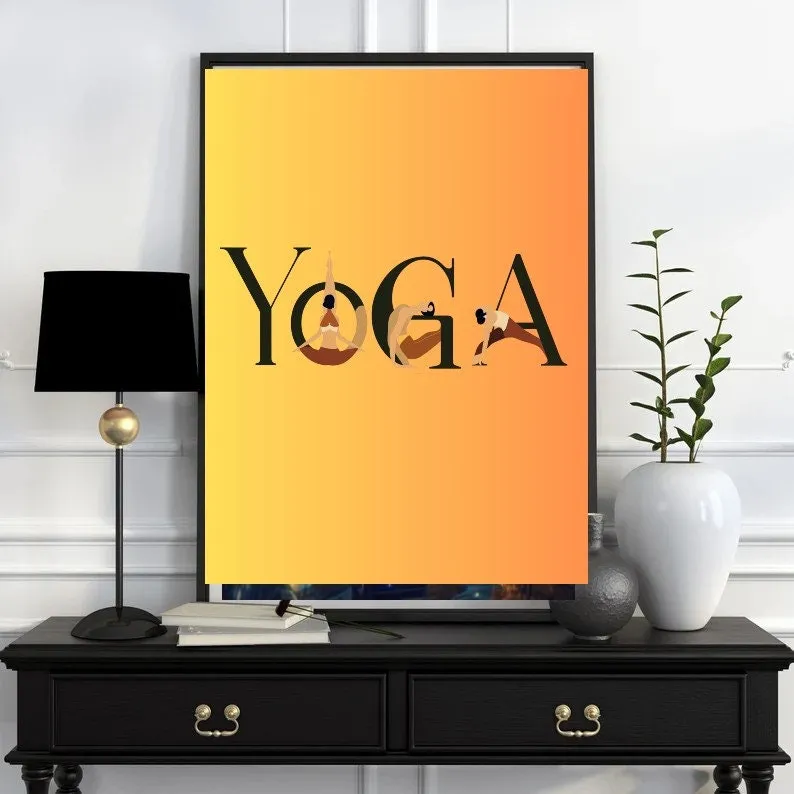 Yoga  art text Print, Yoga Wall Art, gift for yoga lovers, Yoga Gift