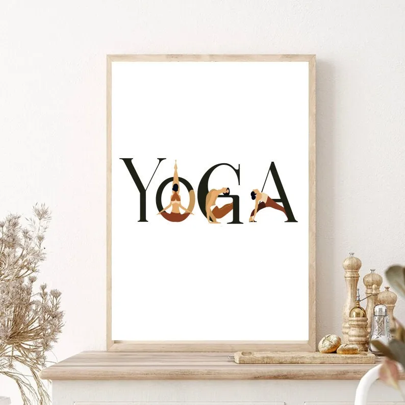 Yoga  art text Print, Yoga Wall Art, gift for yoga lovers, Yoga Gift