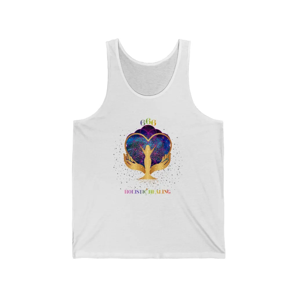 Yoga Spiritual Meditation Unisex Tank Top – Reflection 666 Angel Number