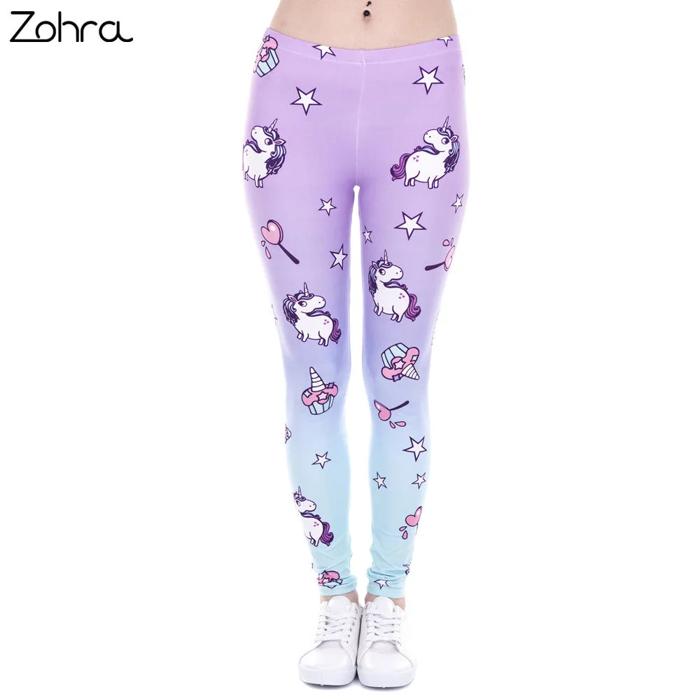 Zohra Brand New Fashion Women Leggings Unicorn And Sweets Printing leggins Fitness legging Sexy High waist Woman pants